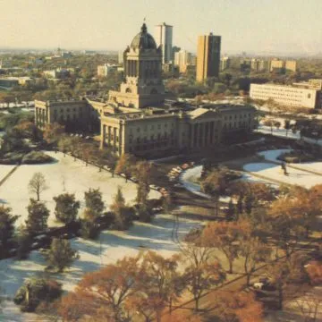 Legislative building in Autumn with first snow, 1974.