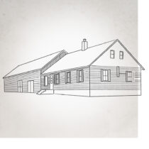 Small 1 1/2-storey steep-pitched residence adjacent to barn