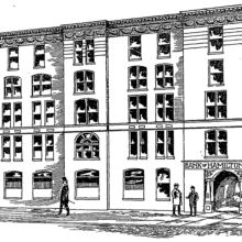 Image 9: Archival illustration of facade with five floors