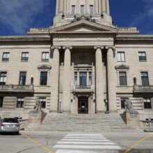 Image 3: Facade of the Manitoba Legislative Building featuring the stairs leading to the entrance