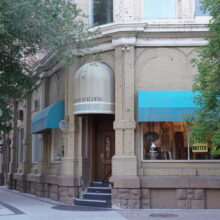 Image 4: Entrance of the Telegram Building at the corner of Albert and McDermot viewed from the McDermot side at street level