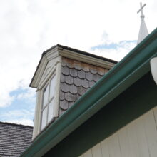 Image 6: Detail of one of the dormer windows on the St. Boniface Museum