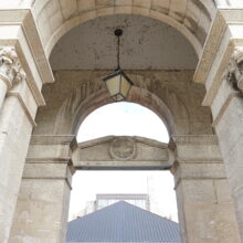 Image 1: Architectural details of the original facade of the cathedral featuring decorative columns