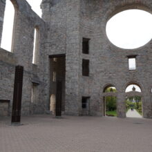 Image 4: Interior view of the original facade of the St Boniface Cathedral featuring the space of the former rose window