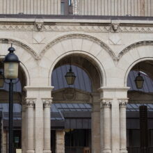 Image 21: Details on the original triple arched entrance on the facade of the original St Boniface Cathedral with decorative details in stone