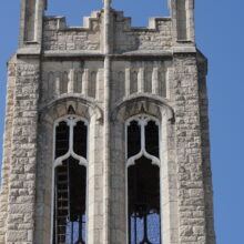 Image 6: Architectural details on one of the towers of the Westminster Church building