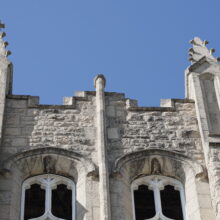 Image 7: Architectural details on one of the towers on the Westminster Church