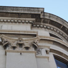 Image 9: Details on the cornice and pilasters on the facade of the Hudson's Bay Company building