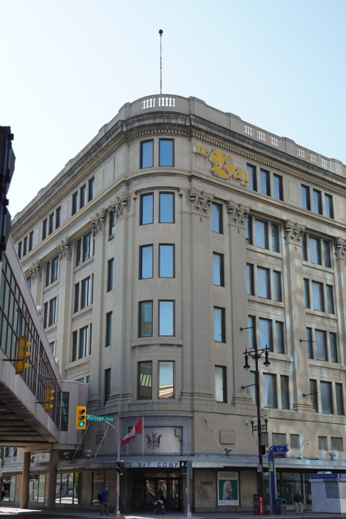 Winnipeg’s Hudson’s Bay Company Downtown Store with the skywalk connecting to the second storey.