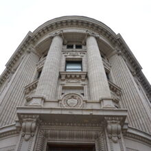 Image 1: Looking up at the facade of Winnipeg’s downtown Bank of Nova Scotia building.