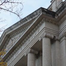 Image 5: Detailed gable above second floor columns