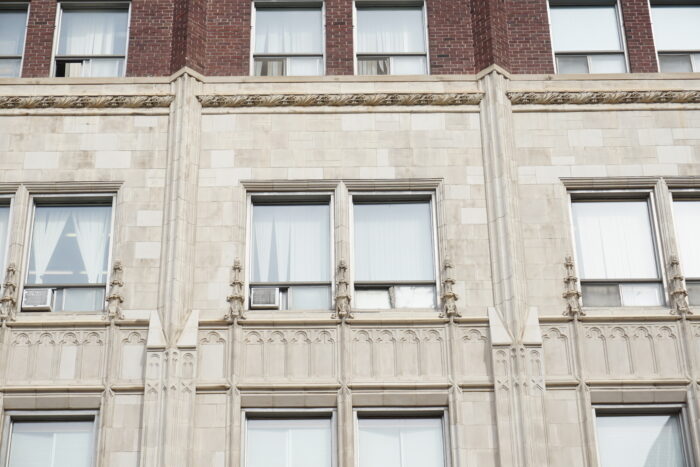 Lower-level windows of Marlborough Hotel