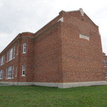 Image 2: Corner of brick extension of school