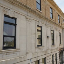 Image 2: Looking up at side windows of Brandon’s Canadian Pacific Railway Station building