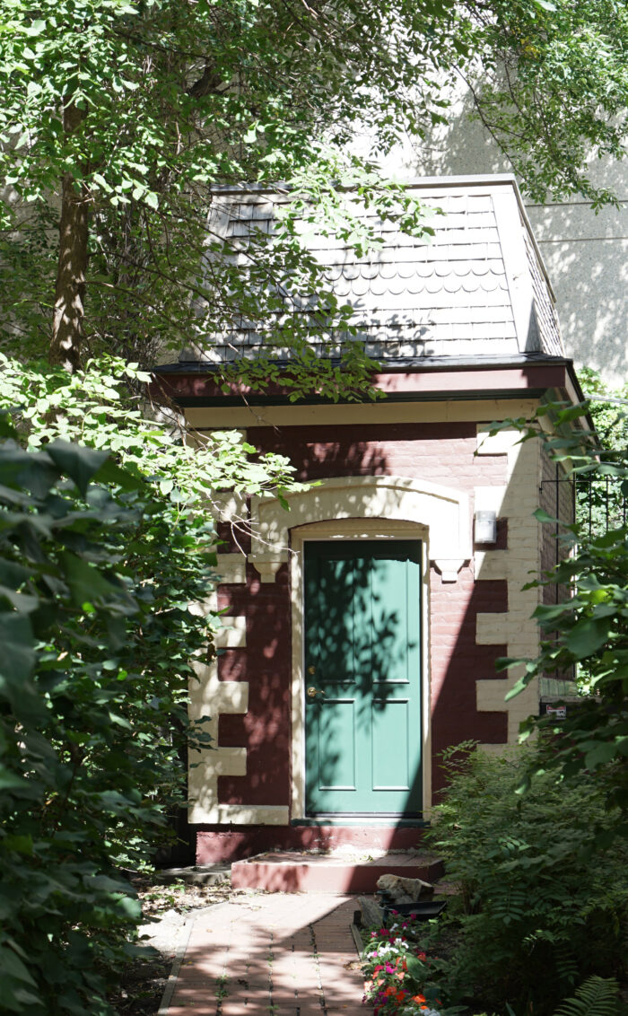 Stone walkway leading to side entrance