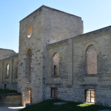 Image 13: A side view of the front entrance of the Trappist Monastery Church.