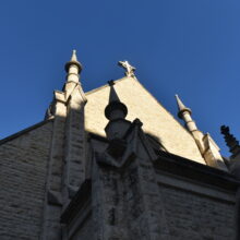 Image 8: Looking up at church crown and steeples