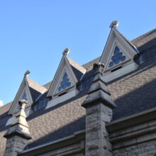 Image 9: Looking up at three dormers on Holy Trinity Church