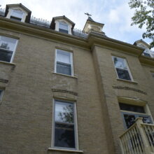 Image 3: Looking up at the windows above the front entrance of the Sisters of the Holy Name Convent