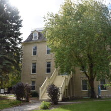 Image 4: Front stairs and facade of St. Pierre-Jolys - Sisters of the Holy Name Convent