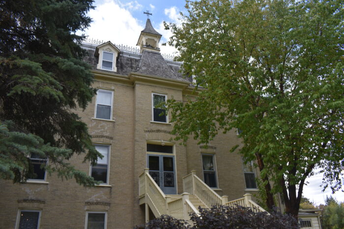 Front stairs and facade of St. Pierre-Jolys - Sisters of the Holy Name Convent