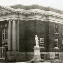 Image 2: Archival photo of military statue outside of Emerson Court House