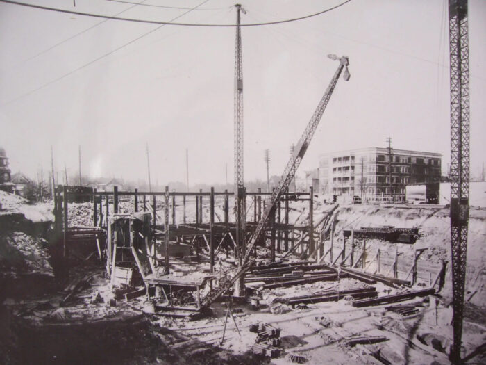 Early phases of construction of the Fort Garry Hotel